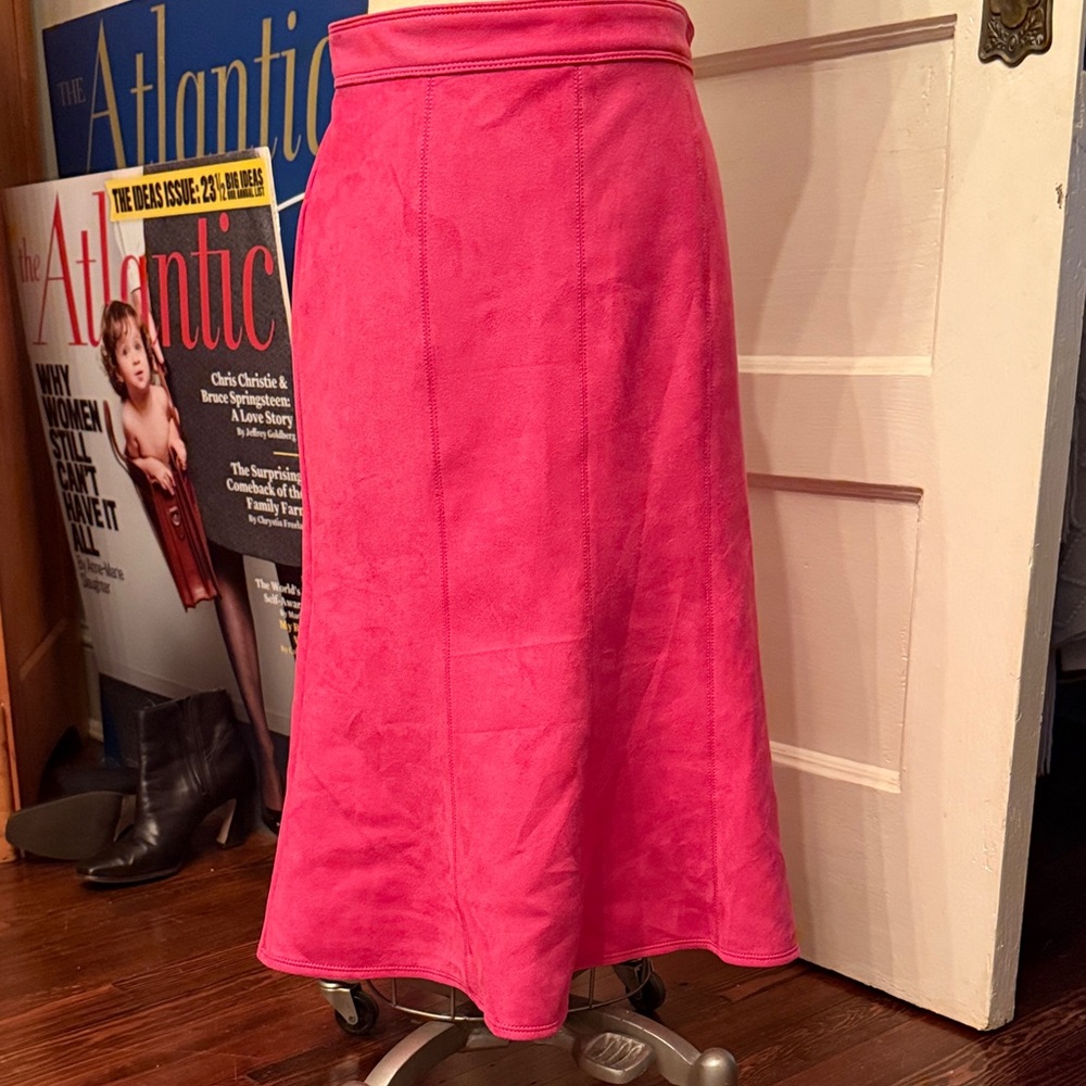 Ann Taylor Vibrant Pink A-Line faux suede Skirt